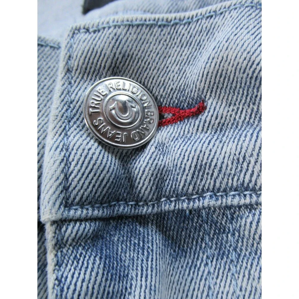 True Religion Geno Jeans Men's 34 (Fits 32x30) Relaxed Slim Fit Light Wash Blue